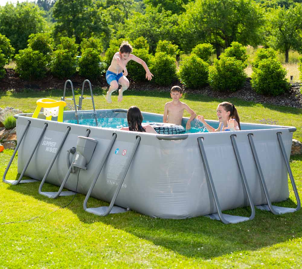 Summer Waves Elite Frame Pool Aufstellpool rechteckig Grau