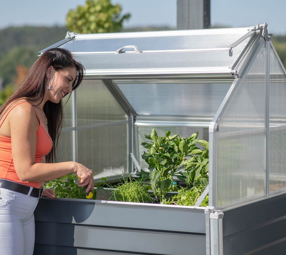 Westmann Metall Hochbeet mit Gewächshaus Store & Grow Anthrazit
