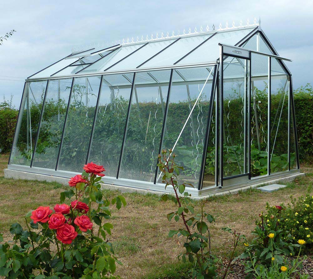 ACD Glas Gewächshaus S106H Schwarz 445x306 cm mygardenhome