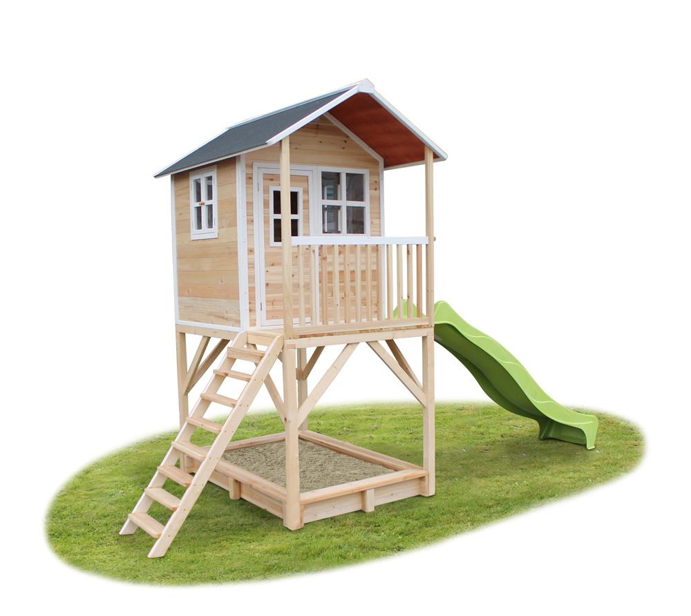 EXIT Loft 700 Holzspielhaus natur inkl. Rutsche und Sandkasten