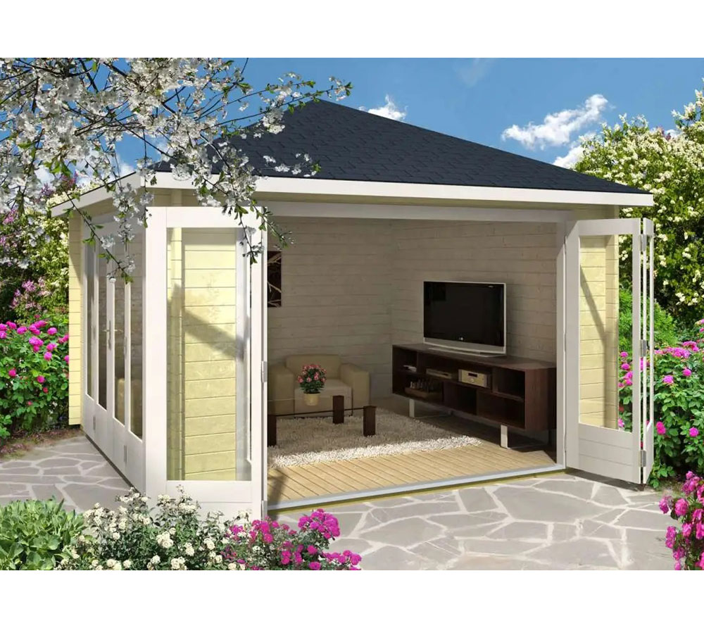 Alpholz Holz Gartenhaus Sunshine ISO Natur 390x390x321 cm mygardenhome