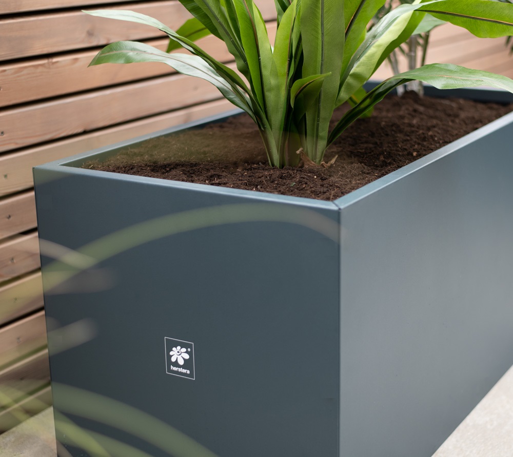 BWARE Herstera Garden Metall Pflanzkübel Cube Anthrazit 100x50x50