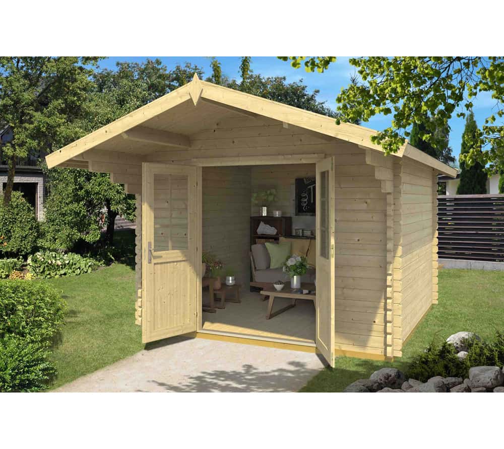 Lasita Maja Gartenhaus Gotland 1D Holzhaus 3x3m 40mm Taubenblau