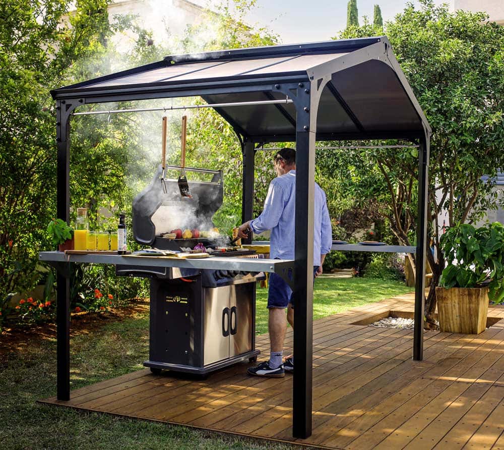 Palram Canopia Aluminium Grillpavillon Austin BBQ 2400 anthrazit