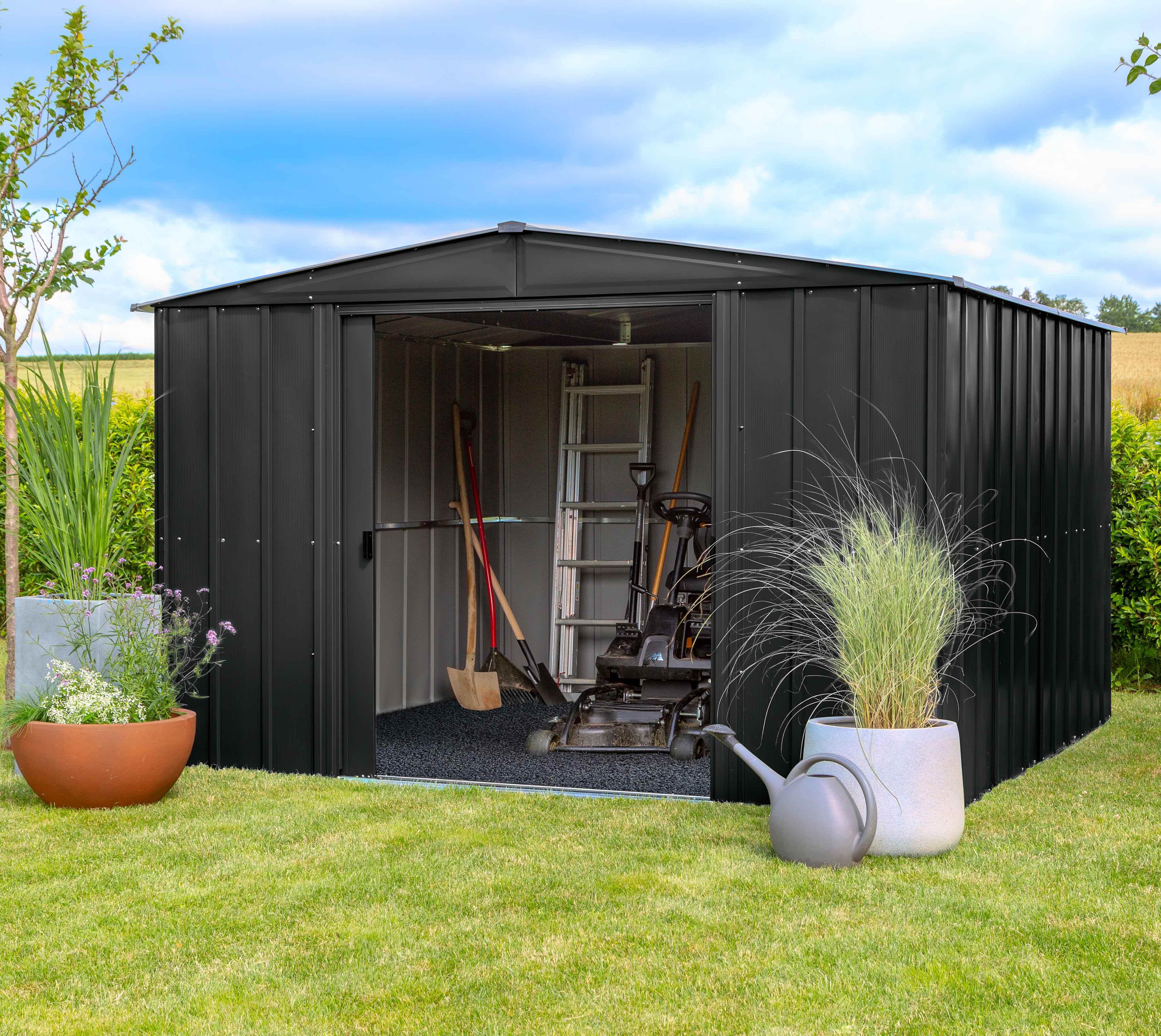 Spacemaker Metall Gerätehaus 1010 Onyx Schwarz 297x313x209 cm