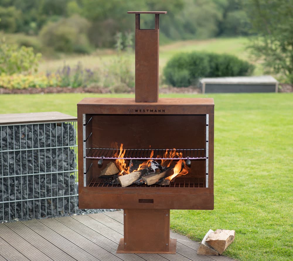 Westmann Grillkamin Terrassenofen Gartenkamin rost 90x41x160 cm