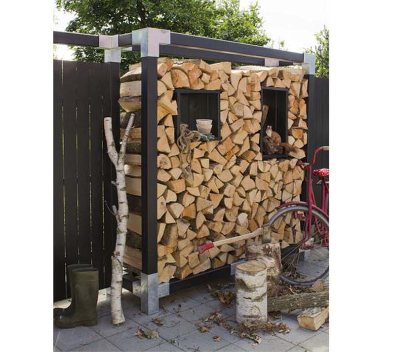 Plus Kaminholzregal Brennholzwand 286 cm natur | mygardenhome