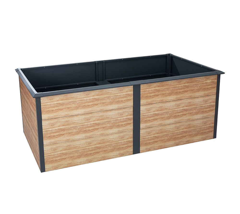 2 Stück Runde Hochbeete 60x60x30cm - Metall Pflanzkübel Mit Holzoptik Für Garten