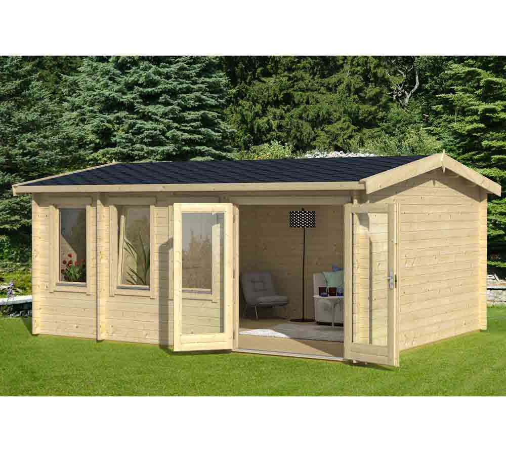 Lasita Maja Gartenhaus Anguilla Holzhaus 4x5m 40mm Natur mygardenhome