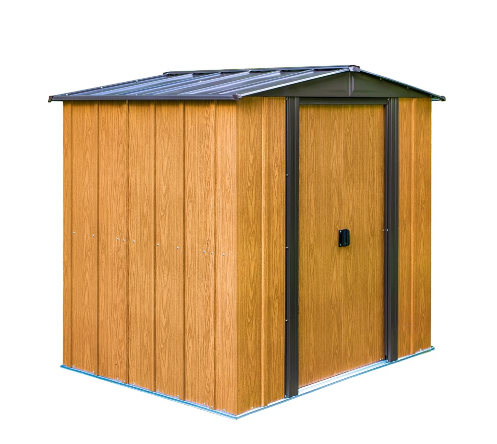 Spacemaker Metall Gerätehaus Woodlake 6x5 holzoptik 194x151x177 cm