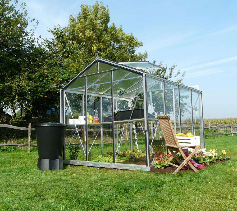 ACD Aluminium Glas Gewächshaus R204H schwarz 298x232 cm mygardenhome