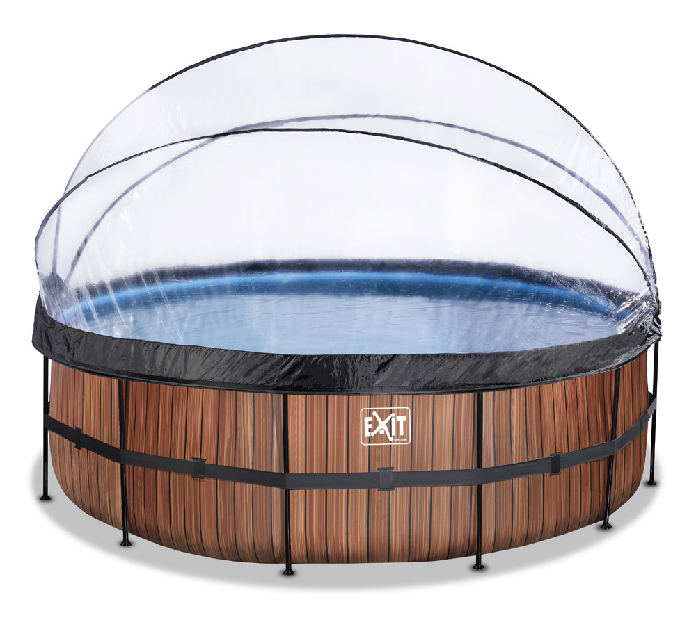Exit aufstellpool framepool mit dach braun 450x122 cm mygardenhome