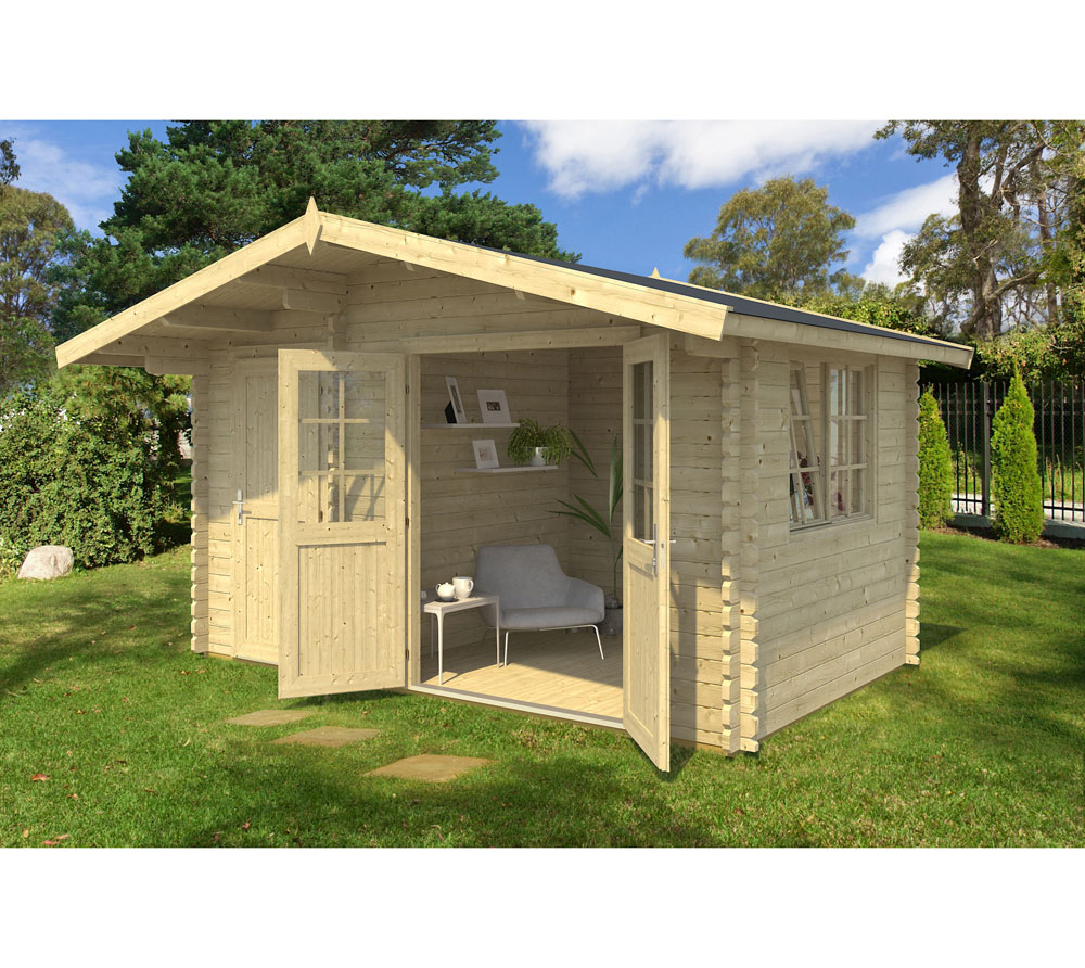 Lasita Maja Gartenhaus Borkum 5 Holzhaus 4x4 m 40 mm Carbongrau