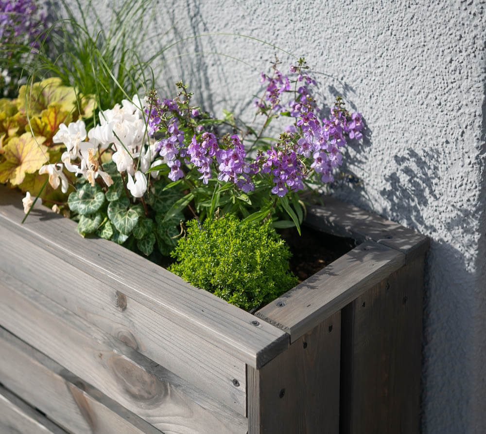 Westmann Holz Pflanzkasten mit Stauraum Solo Grau 100x30x88 cm