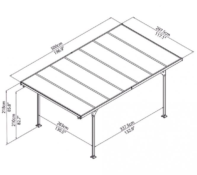 NEU OVP Palram Aluminium Carport Pavillon Überdachung