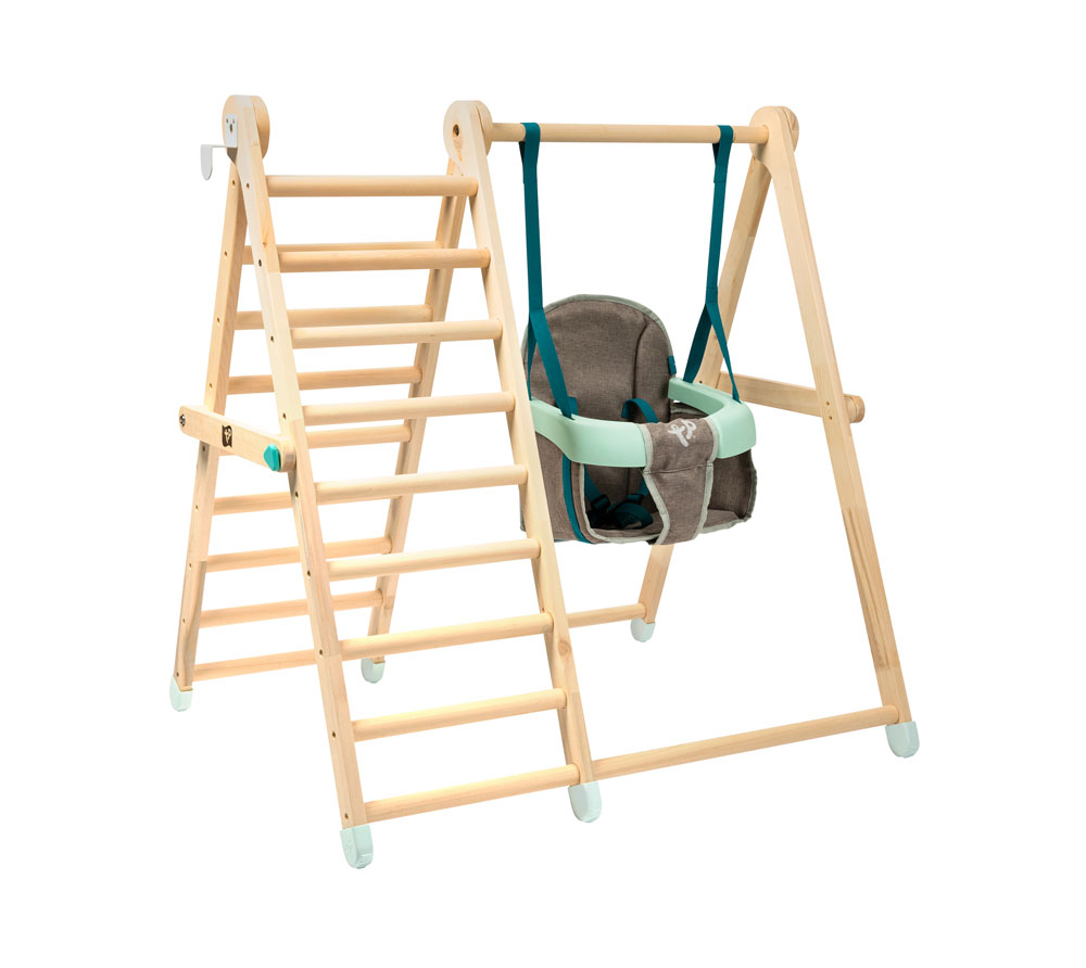 TP Toys Active Tots Holz Kletterdreieck mit Schaukel Natur