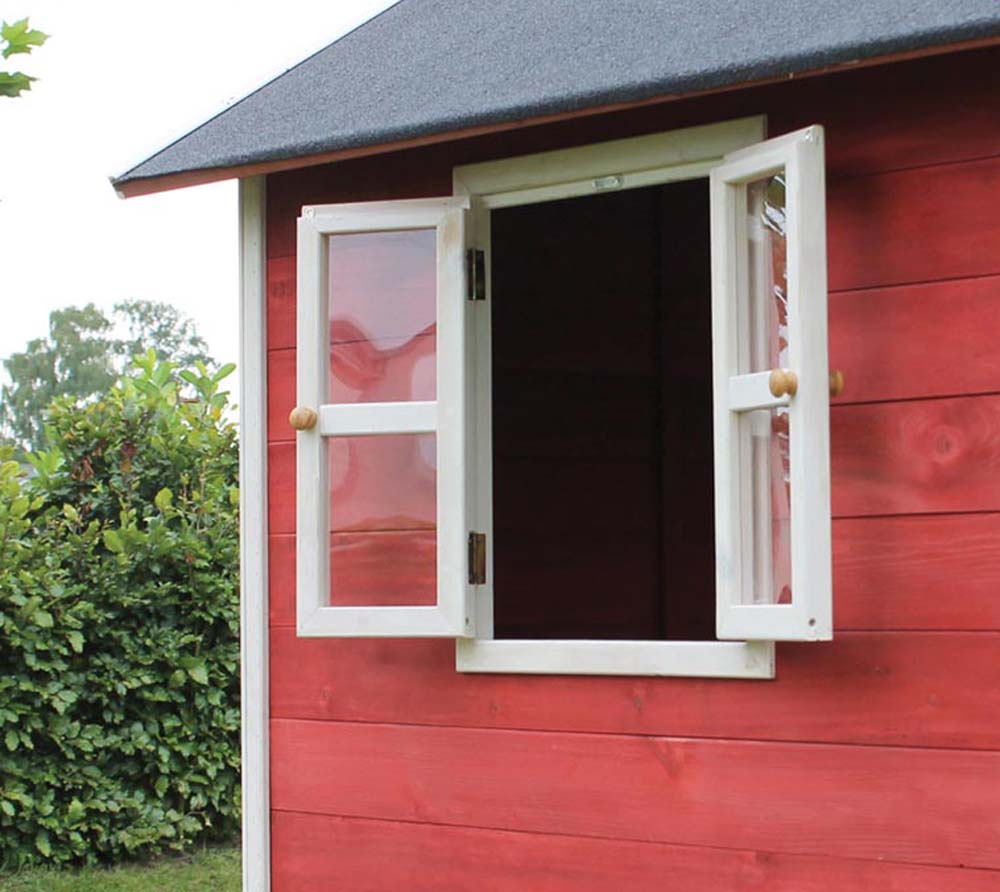 EXIT Kinderspielhaus Loft 150 Rot inkl. Anbau und Fenstern | mygardenhome