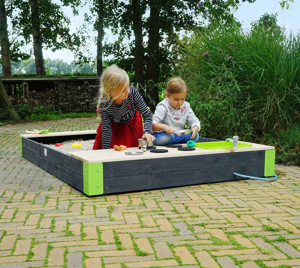 Exit Holz Sandkasten Matschküche Aksent grau 140x200 cm mygardenhome
