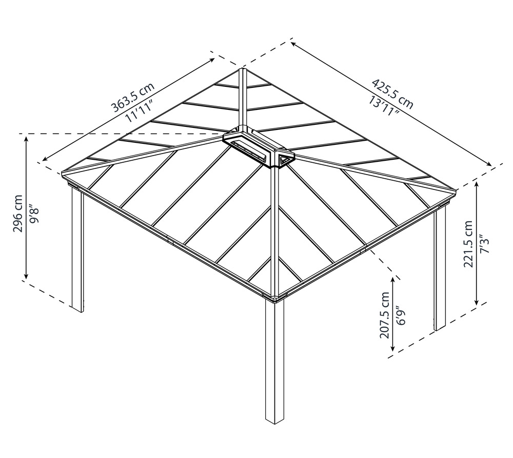 Palram Aluminium Gazebo Pavillon Dallas 4300, 425x364 cm | mygardenhome
