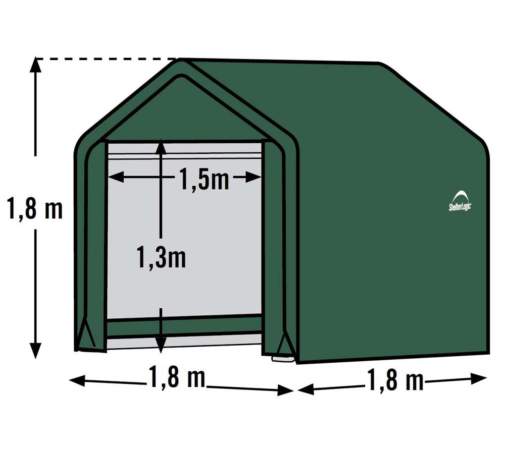 ShelterLogic Folien Zeltgarage Gerätehaus | Grün | 180x180x180 cm |  mygardenhome