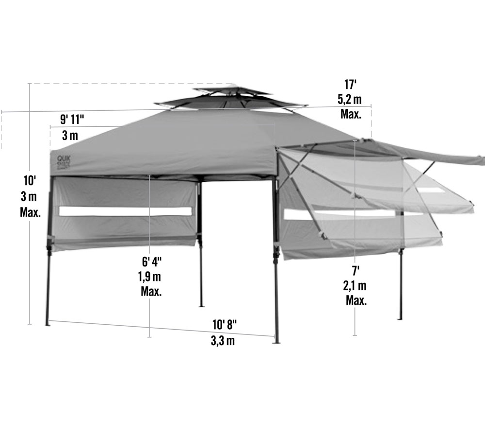 Quik Shade Faltpavillon blau, 305x305 cm inkl. Seitenverkleidung
