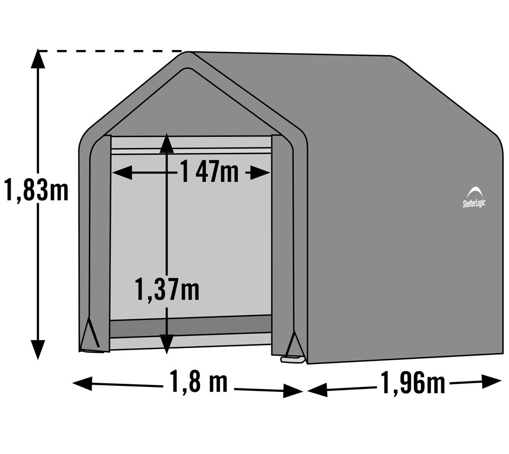 ShelterLogic Folien Zeltgarage Gerätehaus | cm Grau | mygardenhome | 180x180x180